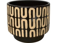 Keramický kvetináč Nunu, čierna/hnedá, pr. 14 cm