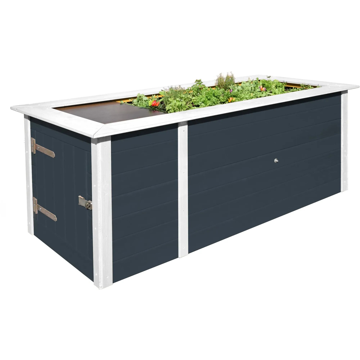E-shop Weka Vyvýšený záhon so skrinkou, antracitový 205 x 79 x 81 cm