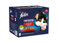 Purina Kapsičky pre mačky Felix Fantastic kurča, hovädzie, králik, jahňacie 24 x