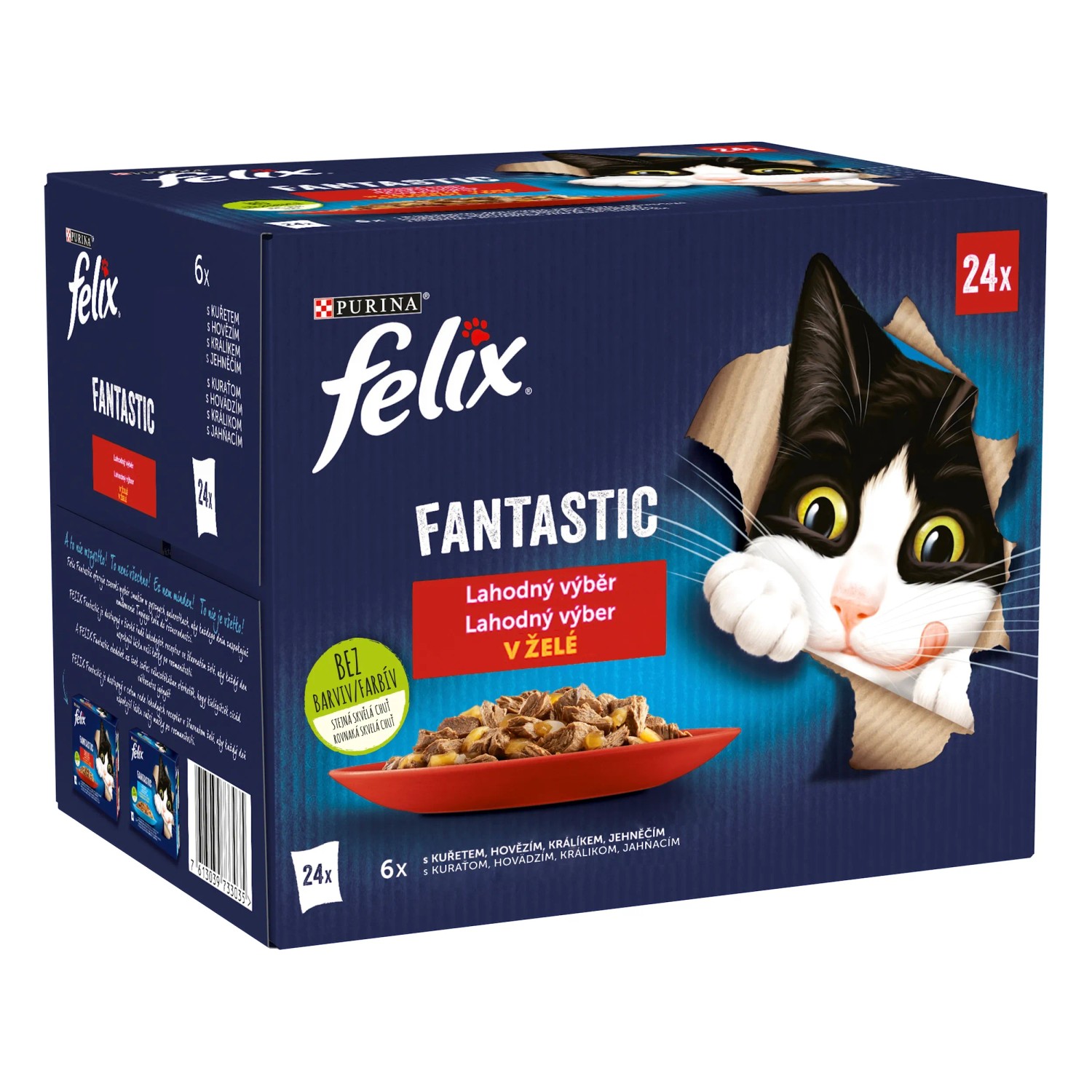 E-shop Felix Fantastic Kapsičky pre mačky kura, hovädzie, králik, jahňacie v želé24x85g