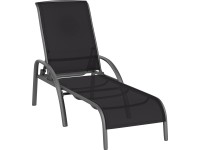 Záhradné lehátko Welsby, sivá/matná čierna, 162-207 x 66 x 66-110 cm