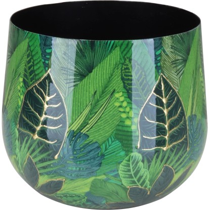 A.H.G Kvetináč Flora so vzorom lístia zelenozlatý pr. 15 x 11 cm