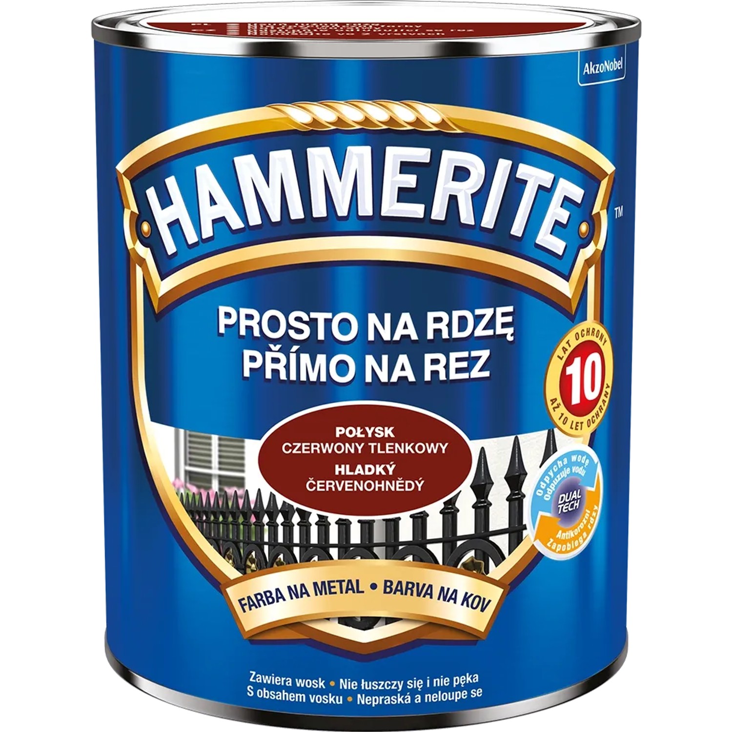 E-shop Hammerite Priamo na hrdzu farba na železné kovy hladká červenohnedá 0,7 l