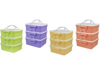 Plastový jedlonosič hranatý 17 x 15 x 18,5 cm, mix farieb, 3x 1,2 l