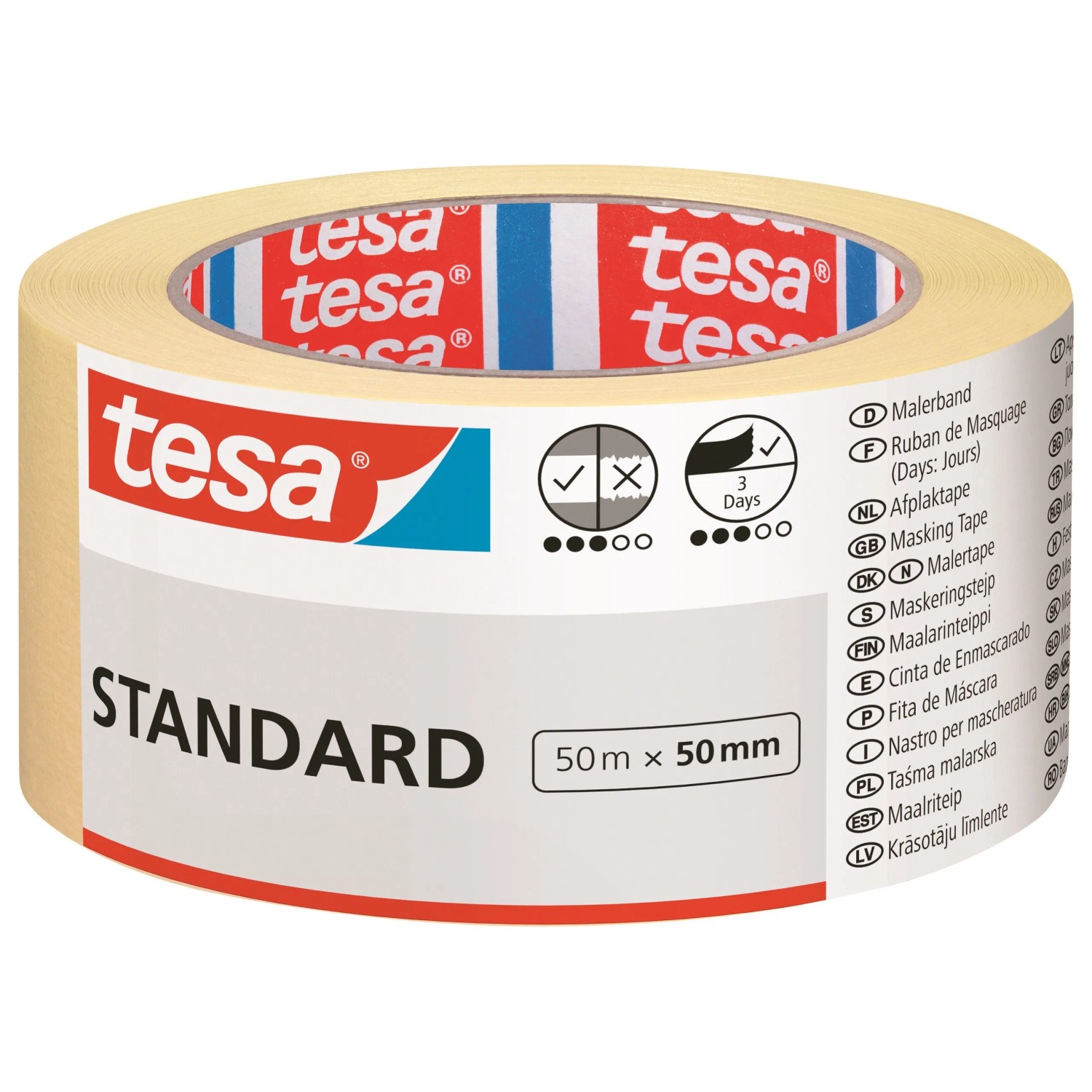 E-shop tesa Maskovacia páska Standard, žltá, 50 m x 50 mm