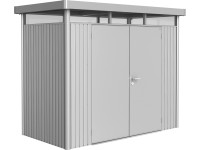 Biohort Plechový domček HighLine H1 2krídlové dvere, strieborná, 275x155x222 cm