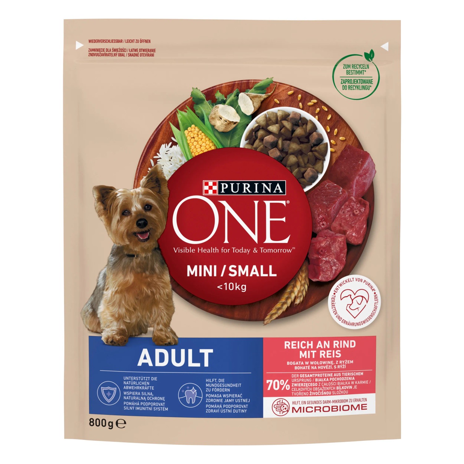 E-shop PURINA ONE Mini/Small Adult Granule pre psy hovädzie 800 g