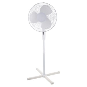 Biely stojanový ventilátor CMI, Ø 30 cm, s tromi rýchlosťami.