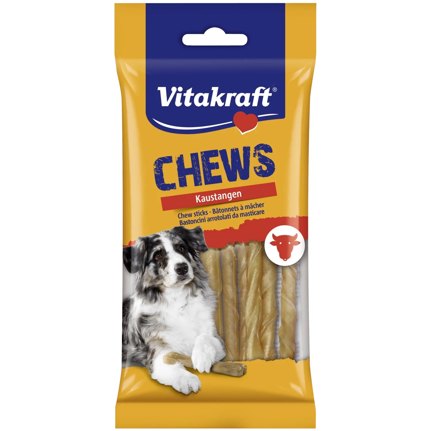Vitakraft Krútené žuvacie tyčinky pre psov Chews hovädzie, 25 ks