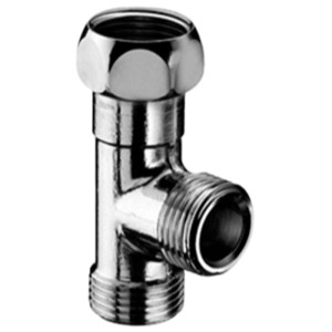 Schell T-kus 17,2 mm (3/8) z chrómovanej mosadze pre práčkové ventily.