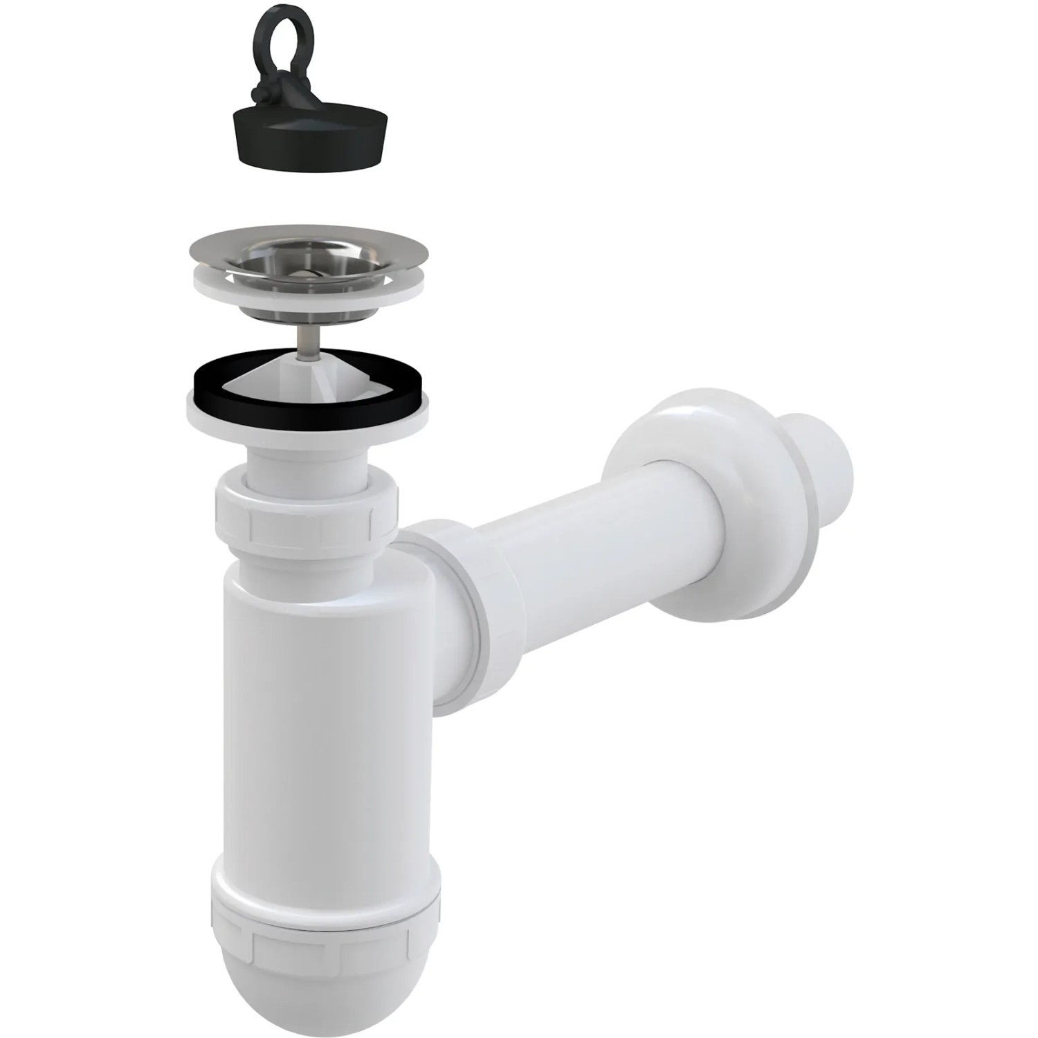 E-shop Alca Sifón umývadlový A41 s nerez mriežkou pr. 62 mm, DN 40, gumová zátka
