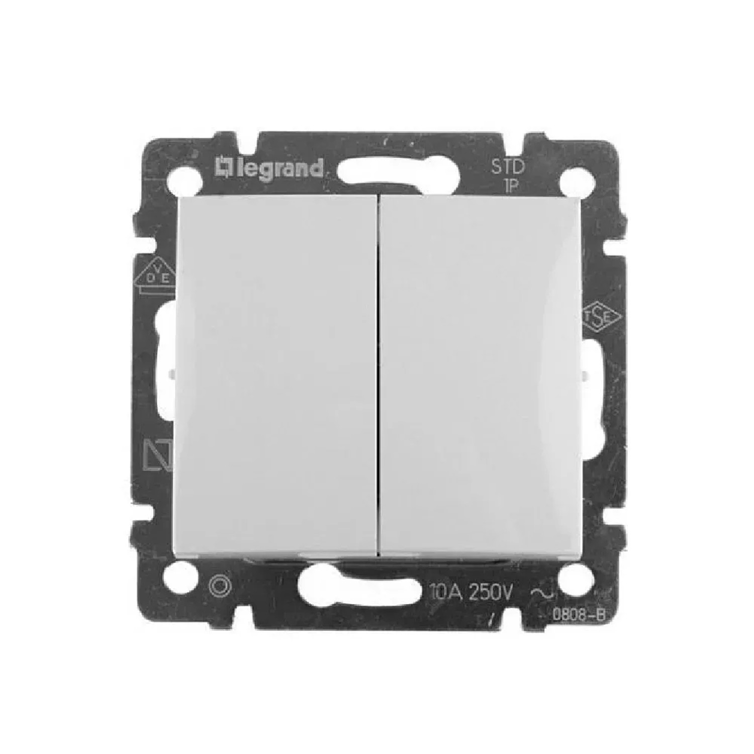 E-shop Legrand Dvojitý striedavý prepínač č. 6+6 Valena, 10 AX - 250 V, biela