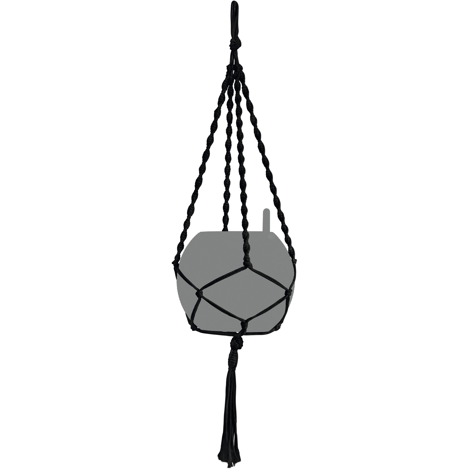 E-shop Lechuza Macramé záves na kvetináč Cotton Boho čierny 90 cm