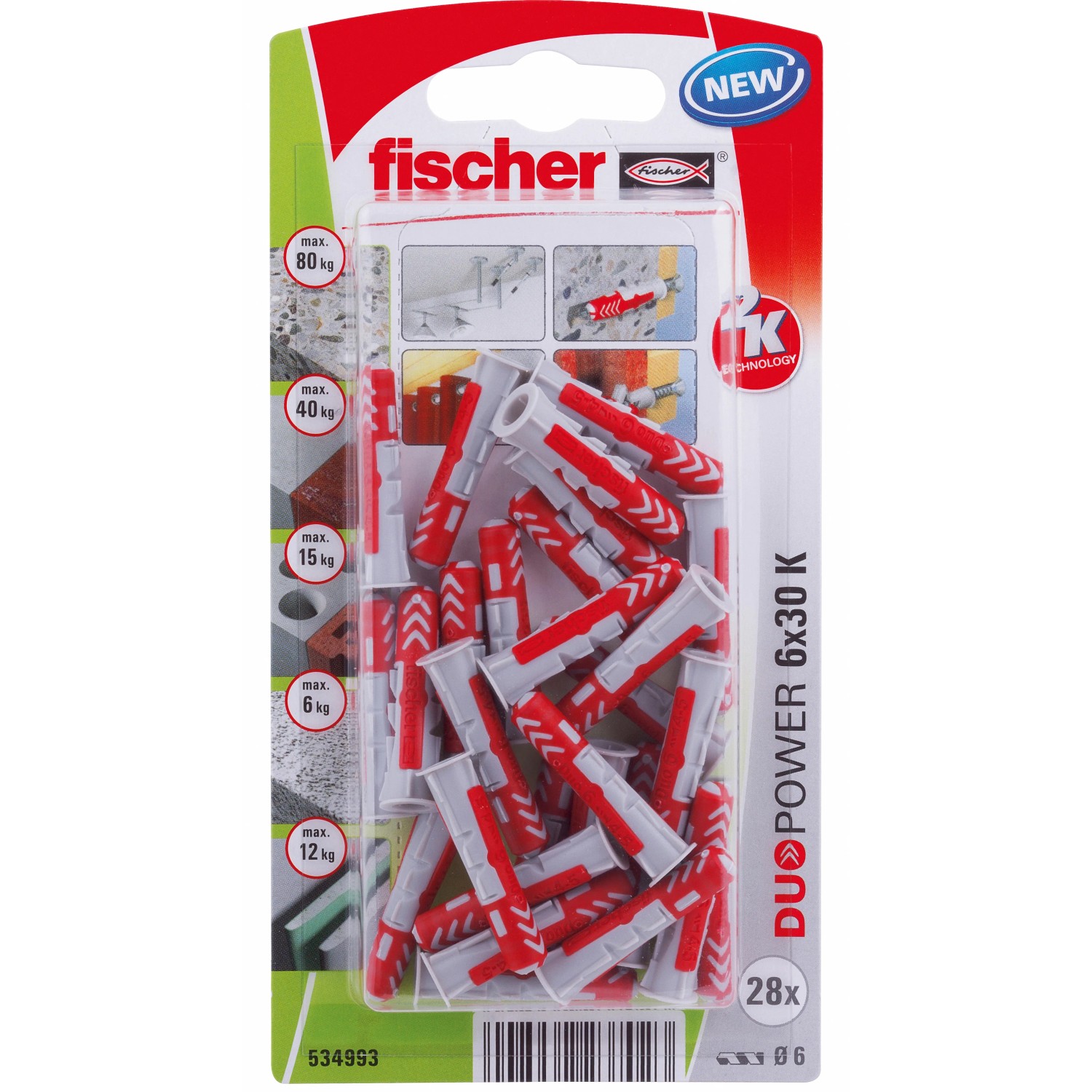 E-shop Fischer Hmoždinka DuoPower 6 x 30 K NV, 28 ks