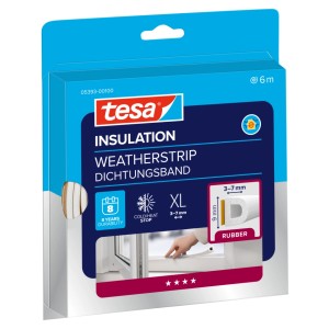 Biele Tesamoll D-profilové gumové tesnenie 6m na okná a dvere. Samolepiace, tesní medzery 3-7mm.