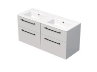 INTEDOOR Kúpeľ.skriňa+dvojumývadlo BEE, úchyt čierny, 4zás., š.121cm, biela lesk