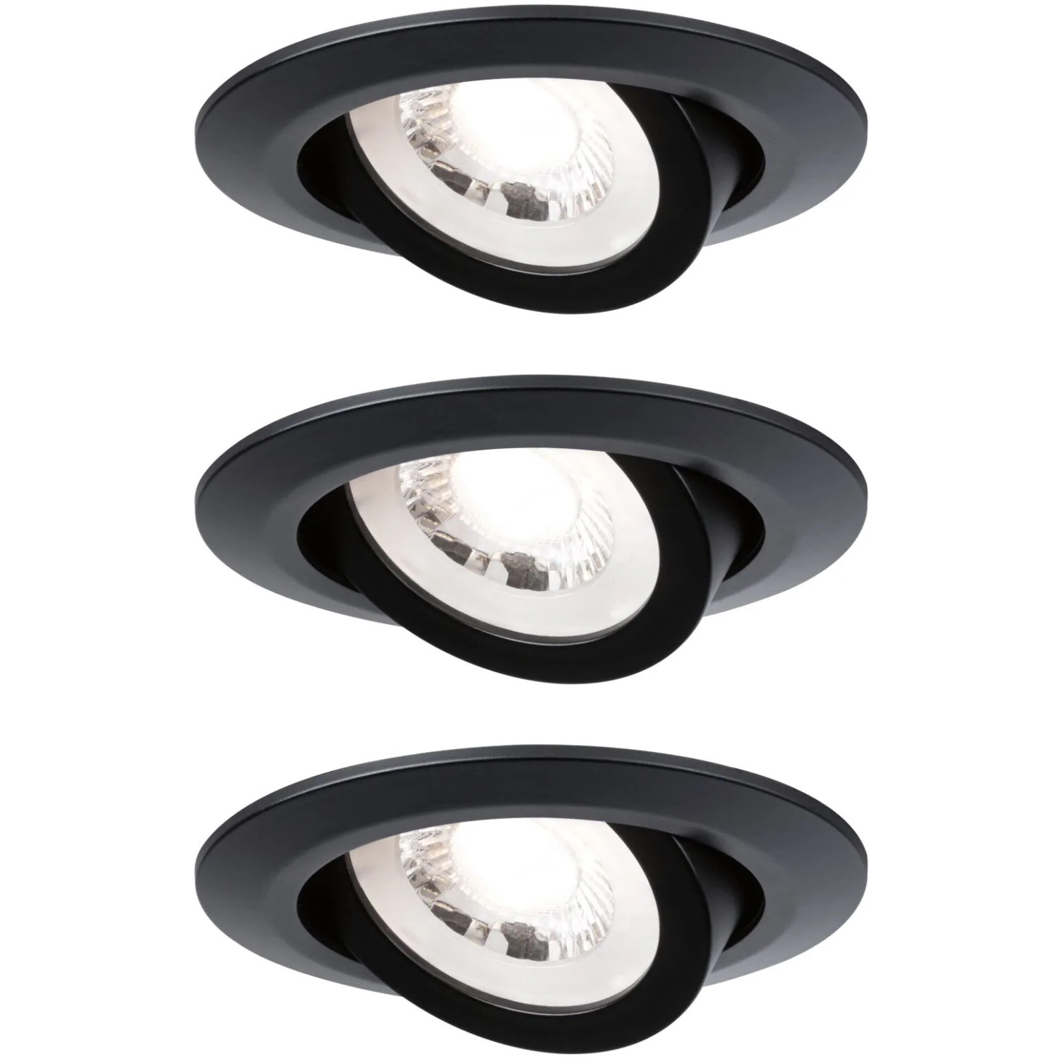 E-shop Paulmann LED vstavaný reflektor čierny matný 6W 450 lm 3000 K 3 ks pr. 82 x 29mm