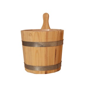 Weka vedro do sauny, 5 litrov, z dreva s kovovým okrajom, pre saunové infúzie.