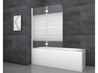 Aurlane Skladacia vaňová zástena White Stripes 2 biela 115 cm x 140 cm 2-krídlov