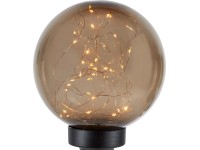 Solárne LED svietidlo guľa so zápichom, IP44, 30 diód, dymové sklo, pr. 20 cm