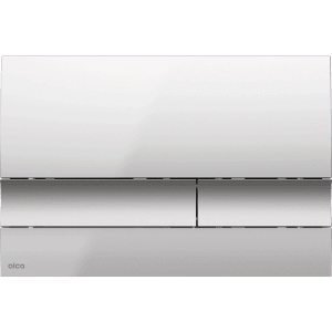 Lesklý ovládací panel WC Alca, chrómový vzhľad.