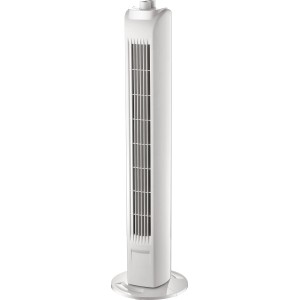 Biely vežový ventilátor, výška 80 cm, pre príjemnú distribúciu vzduchu v miestnosti.