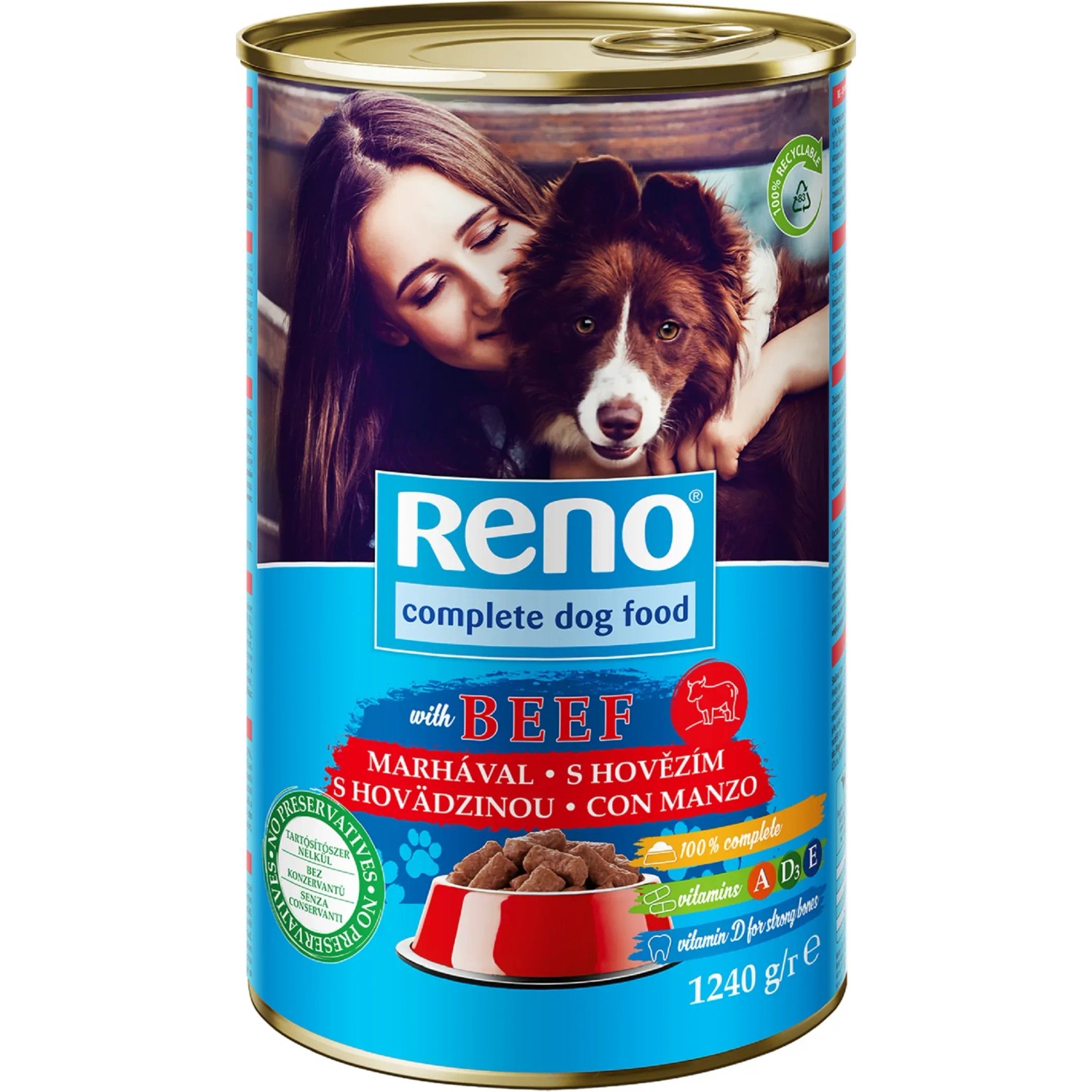 E-shop Reno Konzerva pre psov hovädzie kúsky v omáčke, 1240 g