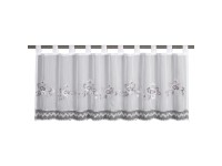 Sehlbach Vitrážová záclona s pútkami, kvety, háčik. lem, strieborosivá 135x45 cm