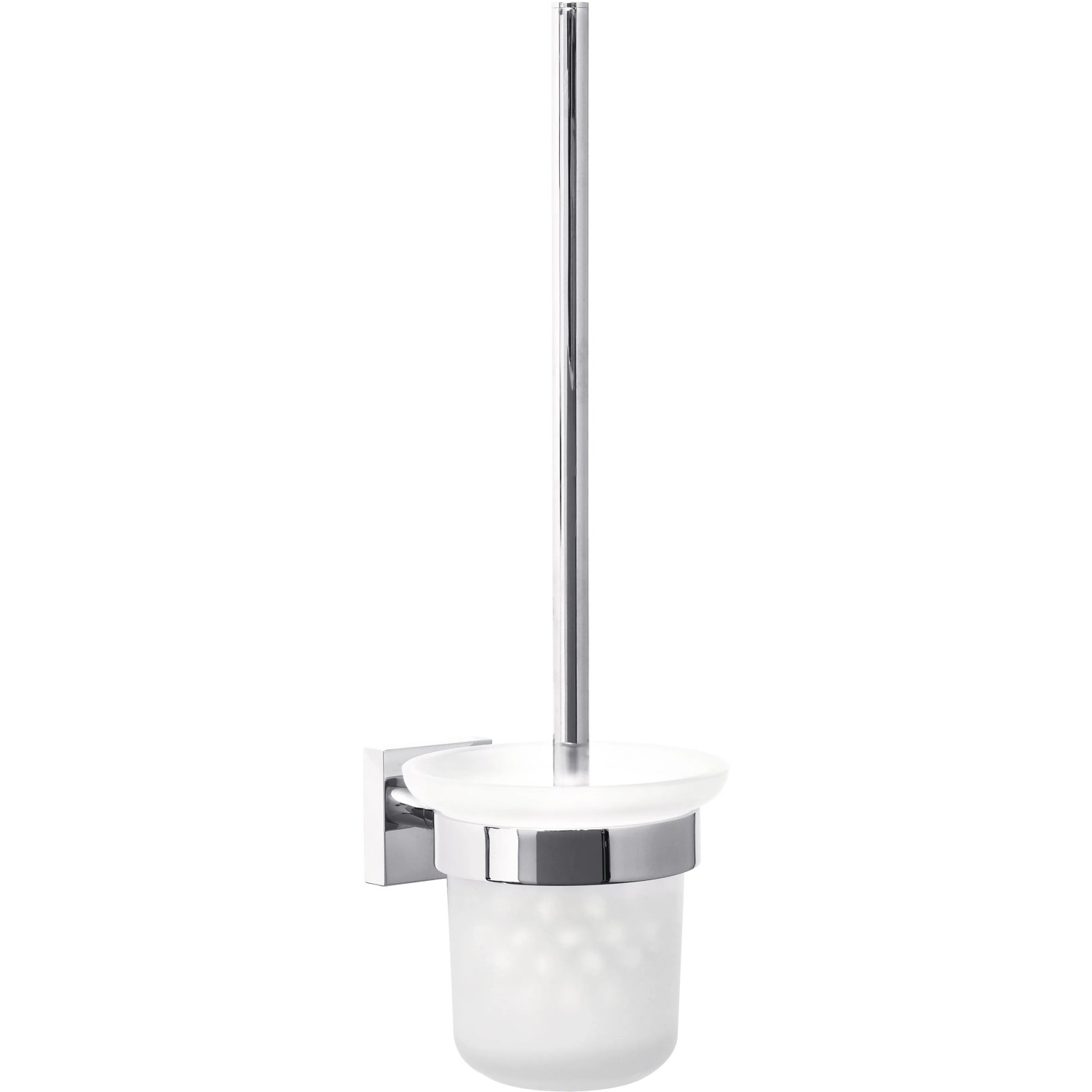 E-shop tesa Súprava WC štetky s nástenným držiakom Ekkro, chróm, 390 x 116 x 147 mm