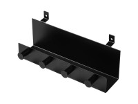 Denpanels Polica so 4 háčikmi pre akust. panely+skrutky, čierna, 21,5 x 7 x 5 cm