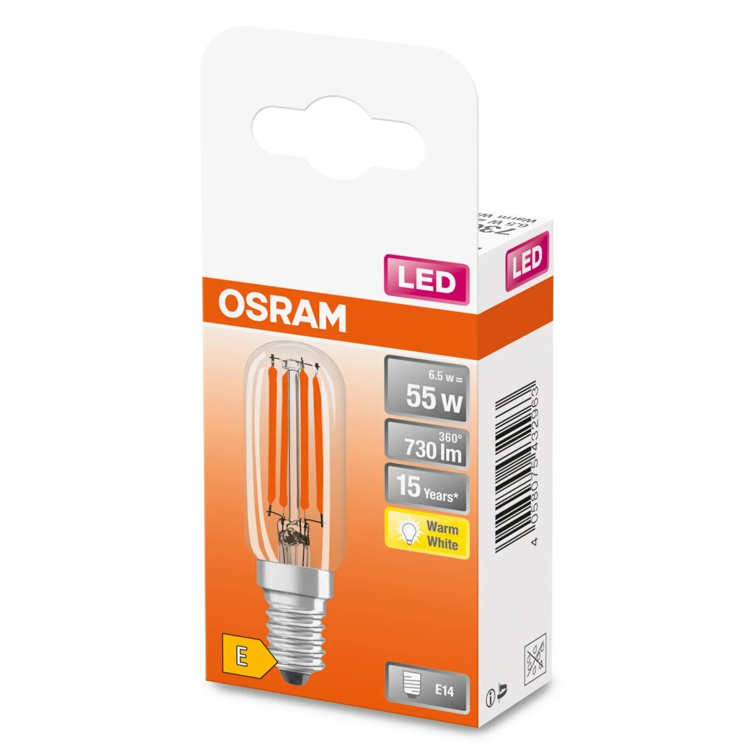 E-shop OSRAM LED žiarovka T26 55 6,5 W E14 2700 K Filament teplá biela