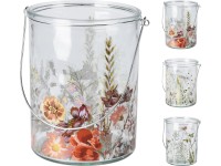 Koopman Sklenený svietnik s kvetinami Flower, rôzne druhy, 11 x 10 x 15 cm