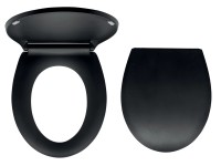 Ferro WC sedátko WC/BLACK, čierny duroplast, plastové závesy, oválne