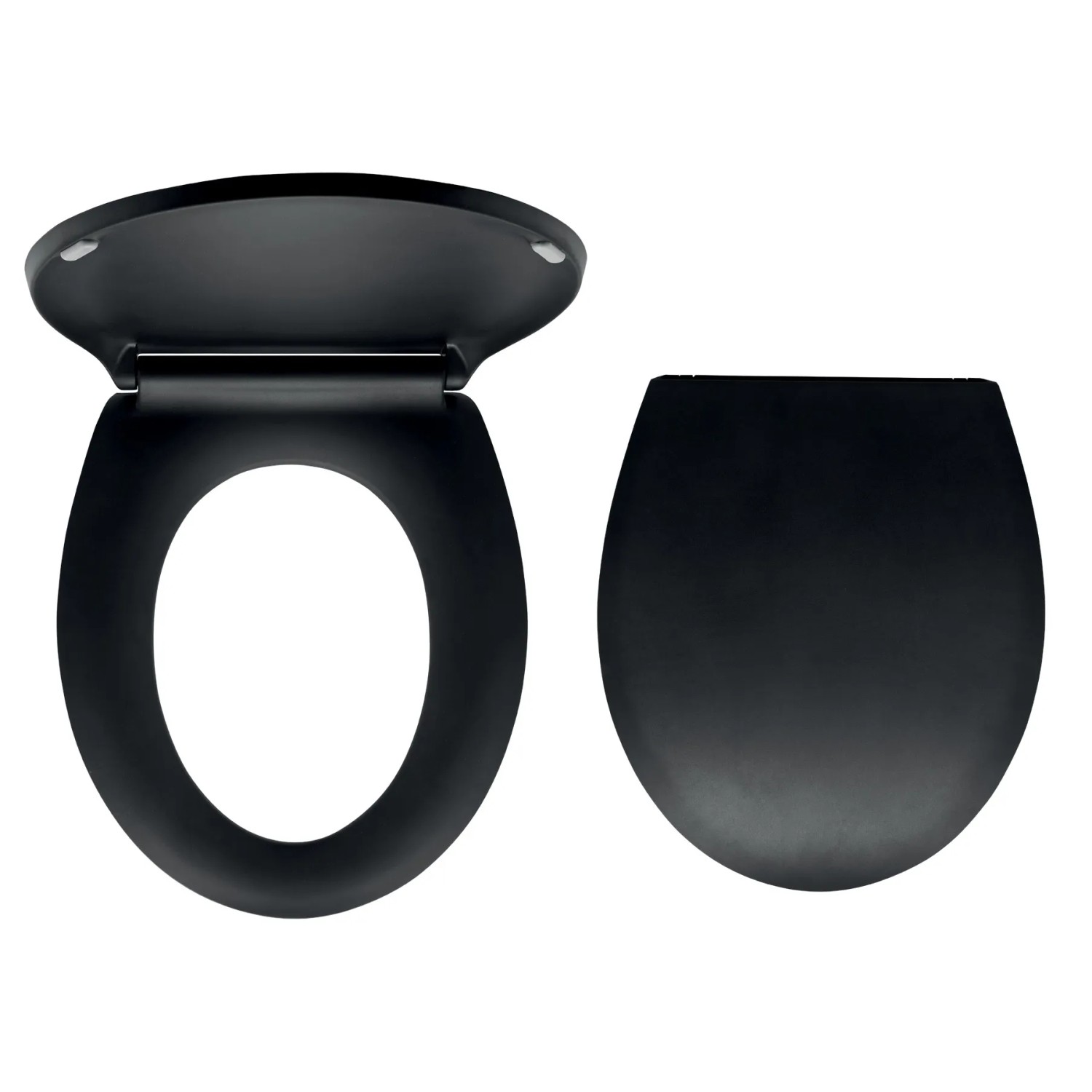 E-shop Ferro WC sedátko WC/BLACK, čierny duroplast, plastové závesy, oválne