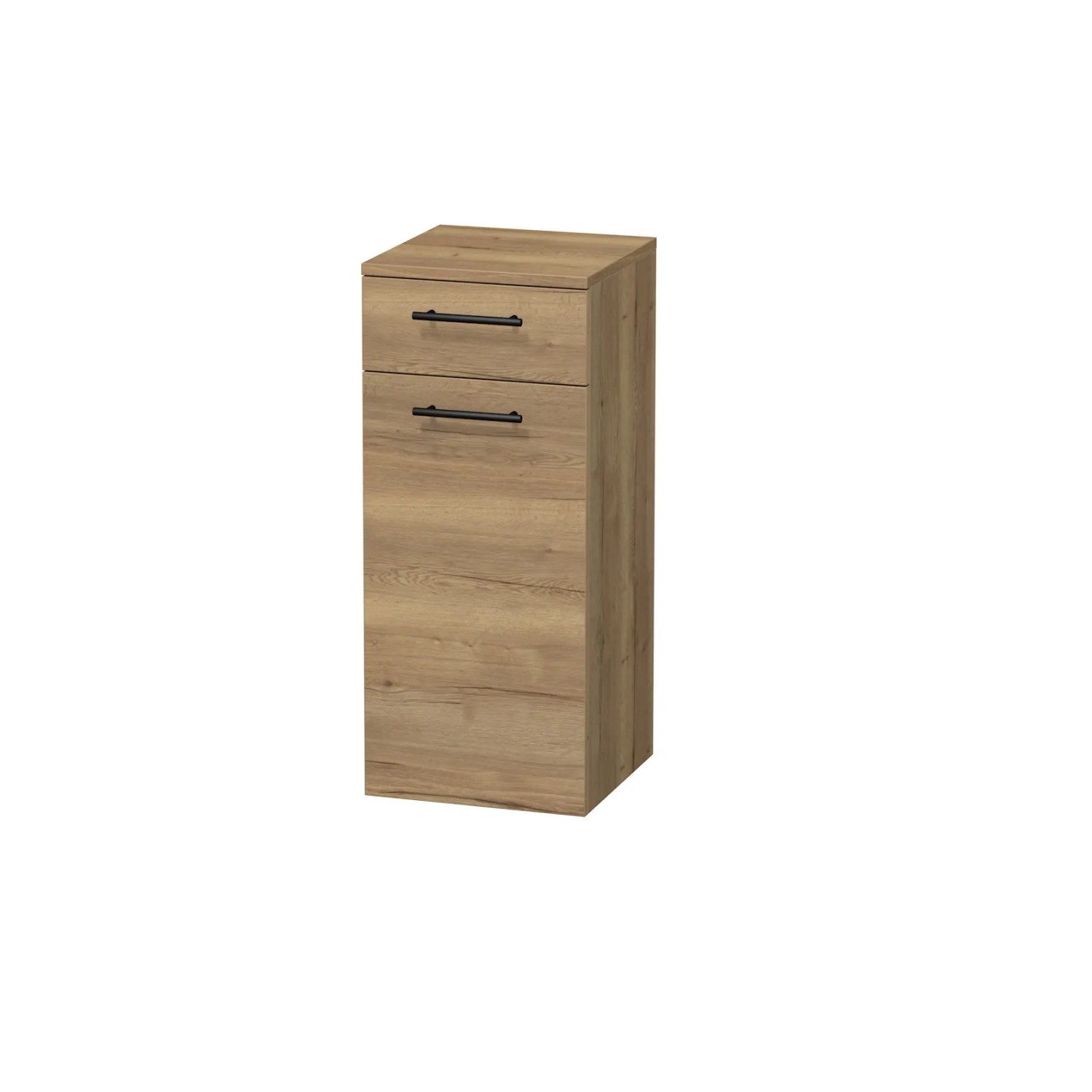 E-shop INTEDOOR Nízka skriňa BEE pravá, úchyt čierny, š. 35 cm, dub Halifax