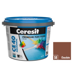Vedro Ceresit CE40 Flexfuge Čokoládovo hnedá, vhodná pre škáry obkladov.