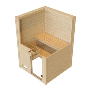 Weka Valida 1 masívna drevená sauna set, 38mm smrek, so sklenenými dverami a lavicami.