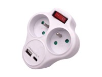 Zásuvka rozbočovacia s 2xUSB A+C 2,4 USB A+C, biela
