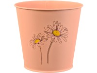 Kvetináč na bylinky lakované s potlačou, lososové, zinkový, 14,6 x 16 cm