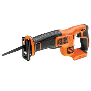 Akumulátorová chvostová píla Black+Decker BDCR18N 18 V, oranžovo-čierna, s pílovým listom. Ideálne pre dom a záhradu.