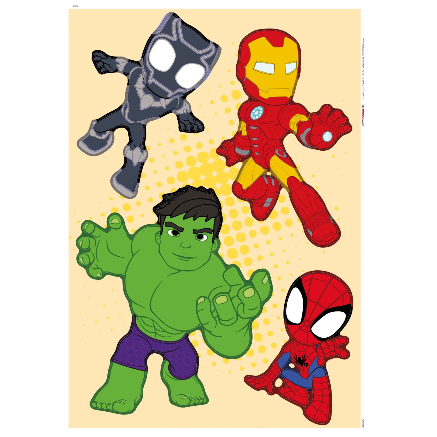 E-shop Komar Samolepka na stenu Spiderman Group 50 x 70 cm, 4dielna