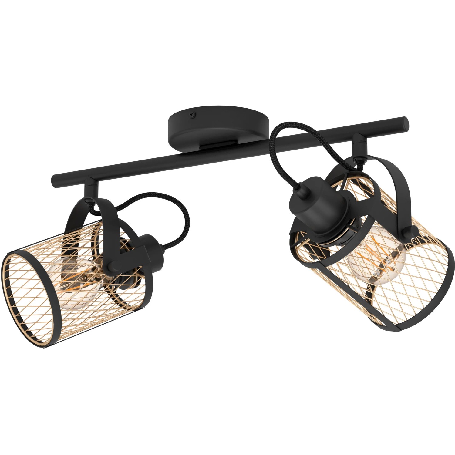 E-shop EGLO Bodové svietidlo DELLOW čierna/mosadz pre 2 x E27 max. 40 W, 47,5x18x21 cm
