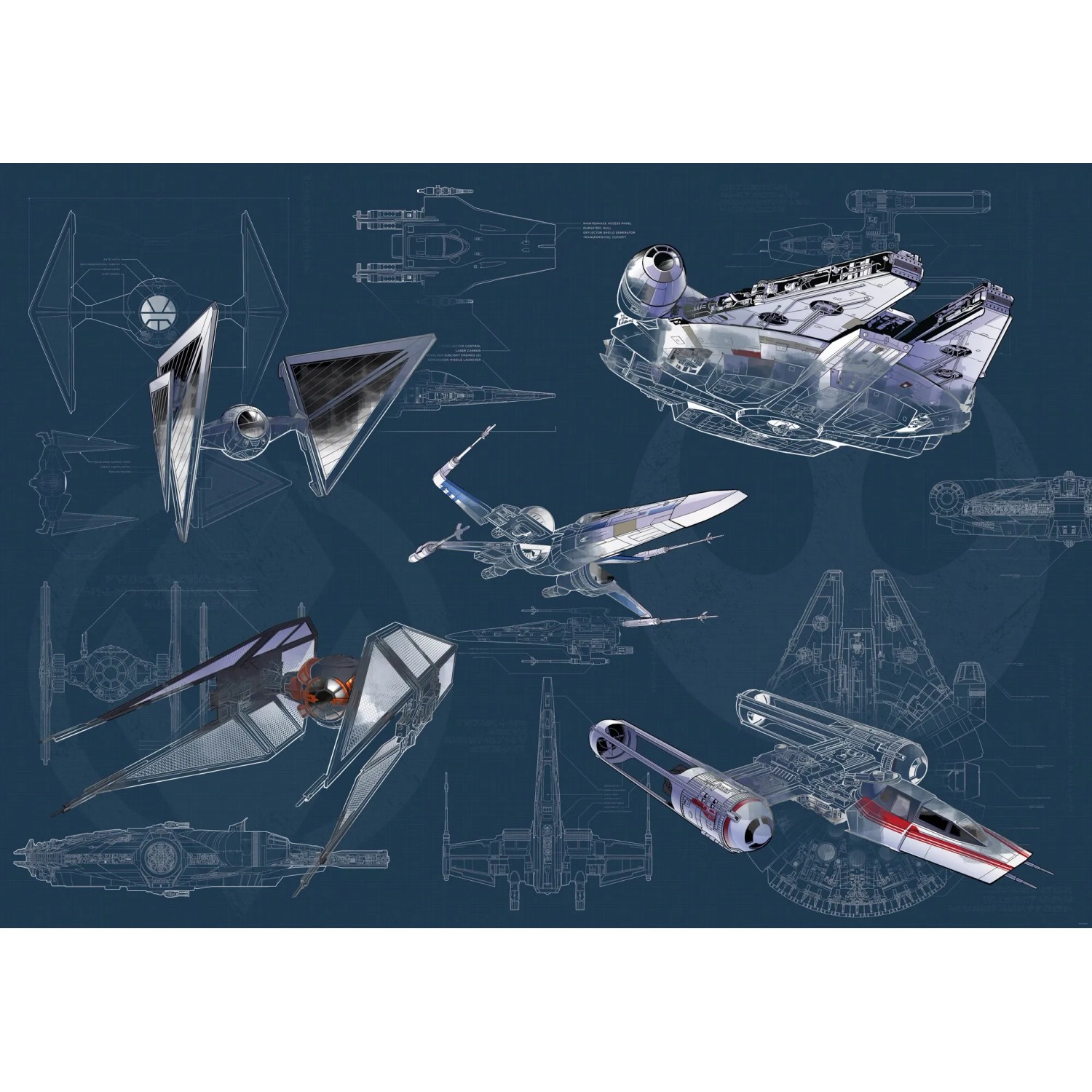E-shop Komar Vliesová fototapeta Star Wars Blueprint Dark 400 x 280 cm
