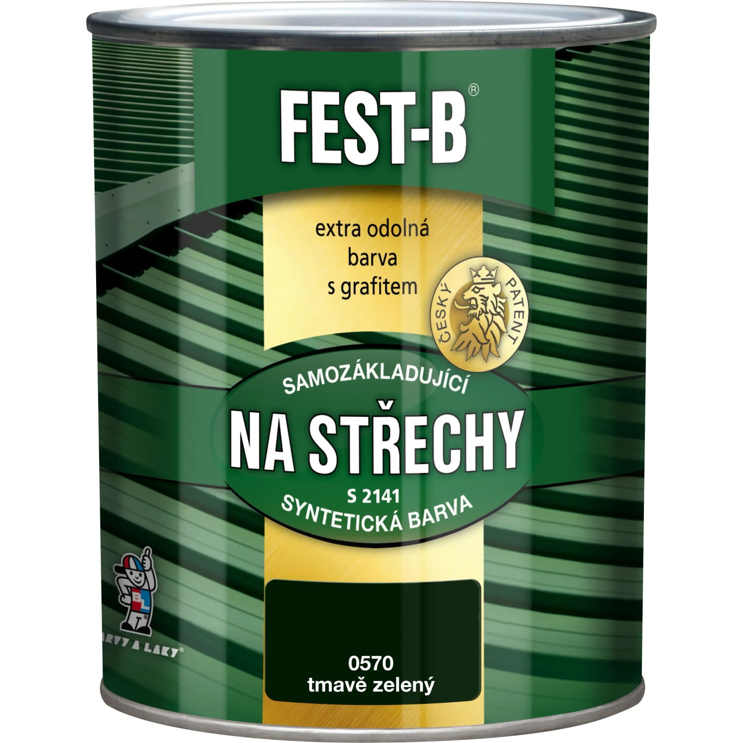 E-shop FEST-B Antikorózny náter na železo 2v1 na strechy S2141, 0570 tm. zelená, 800 g