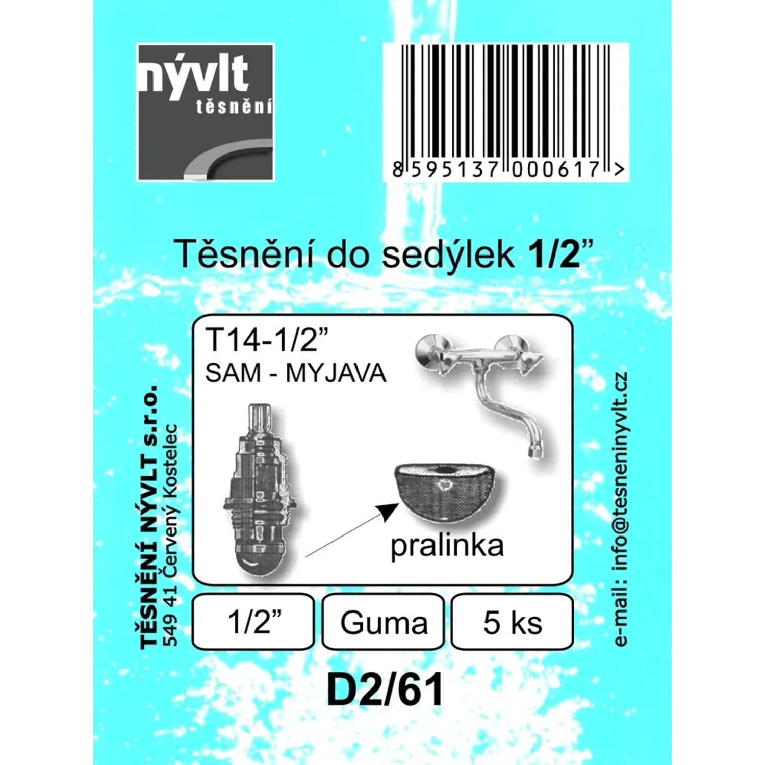 E-shop Súprava tesnení sedla vŕšku 1/2 polguľaté guma, 5 ks
