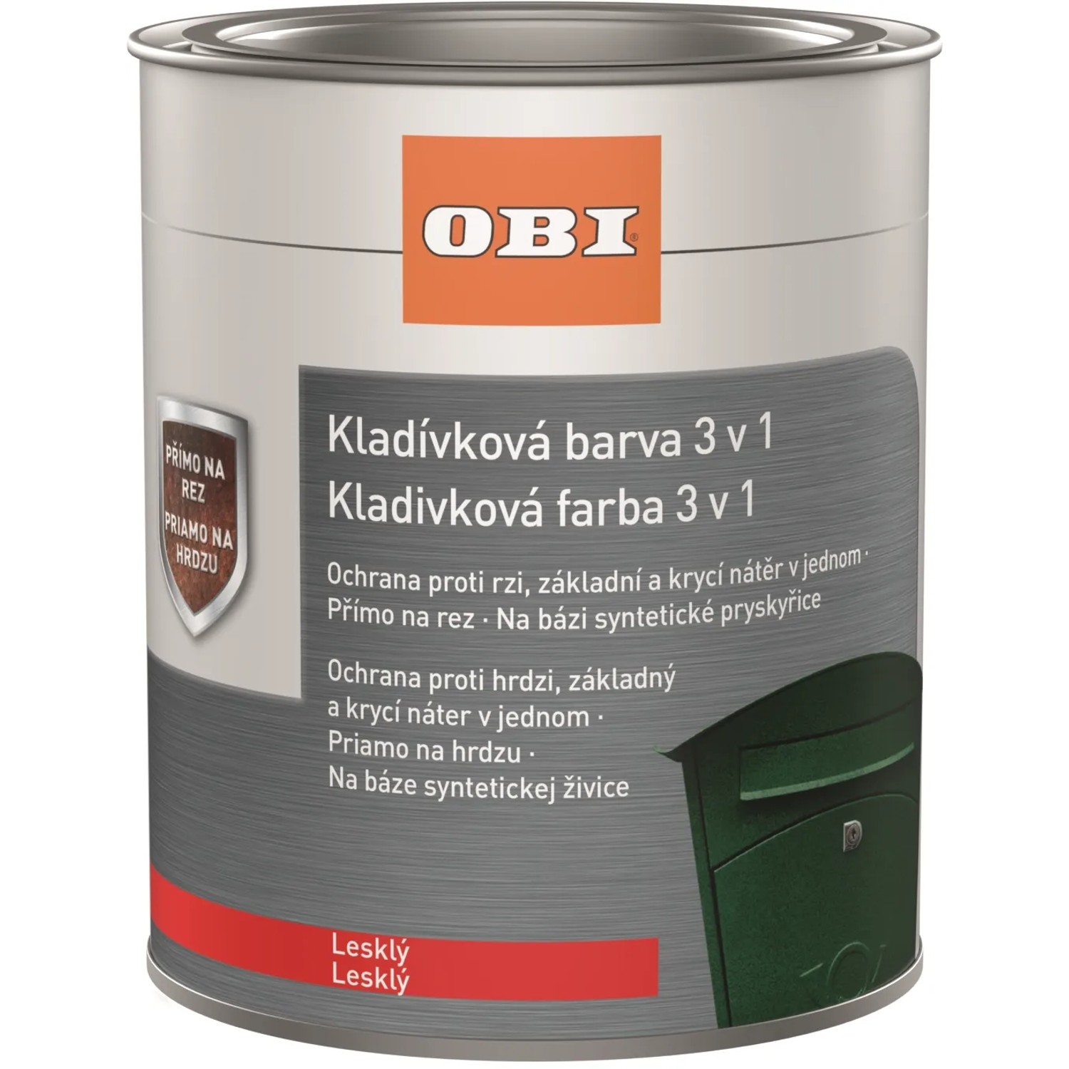 E-shop OBI Kladivková farba 3v1 lesklá strieborná 750 ml