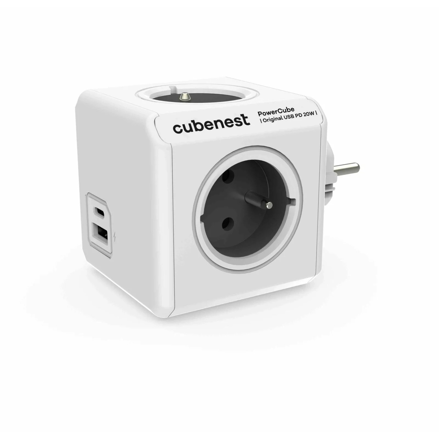 E-shop Cubenest Rozbočovač PowerCube Original USB PD 20W, 4x zásuvka + USB A+C, sivá