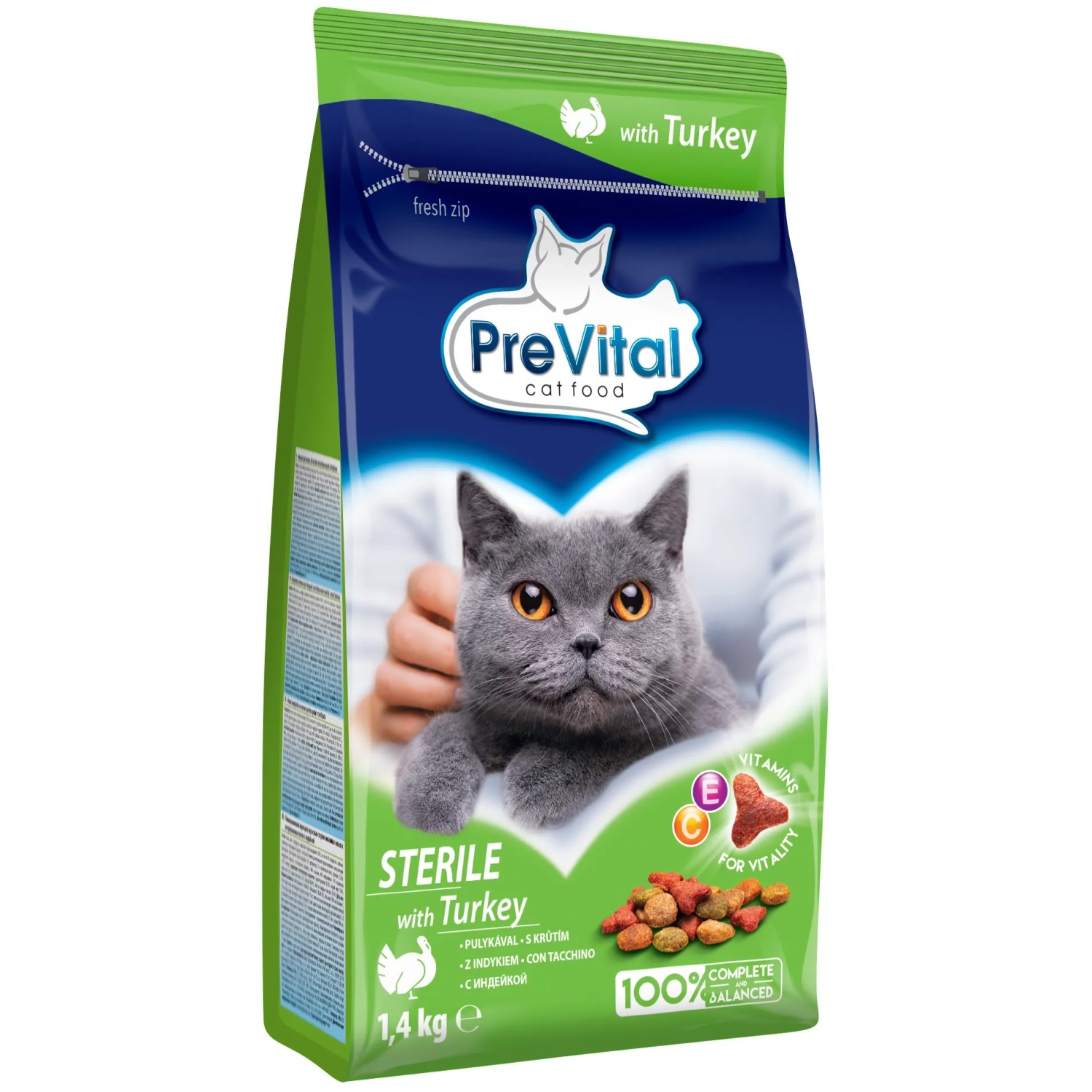 E-shop PreVital Granule pre mačky STERILE morčacie, 1,4 kg