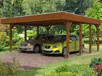 Skan Holz Prístrešok na auto Friesland EPDM, orech, 557 x 555 cm
