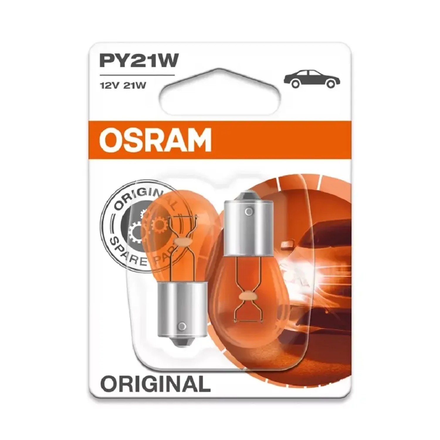 E-shop OSRAM Pomocná autožiarovka Original s kovovou päticou PY21W, 12V, 2 ks (BLI)